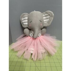 Theodore Elephant Ballerina Pink Tutu Knitted Rattle Baby Plush Stuffed Animal